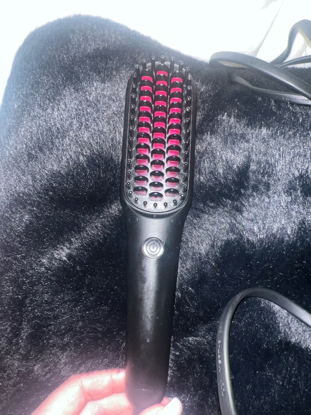 Black and Pink Heated Straightening Brush for Women
